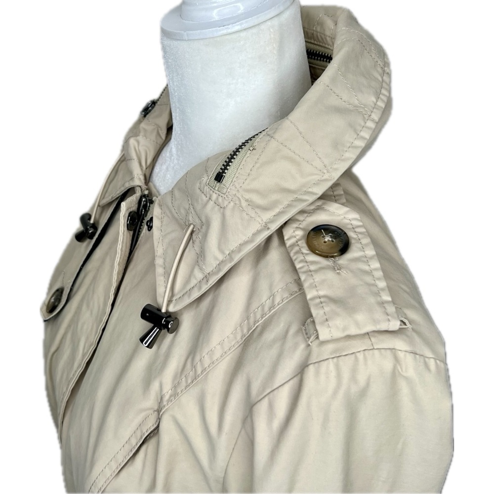 Tommy Hilfiger Trench Coat Belted Jacket Hidden Hood Beige Tan Medium M - Picture 5 of 17